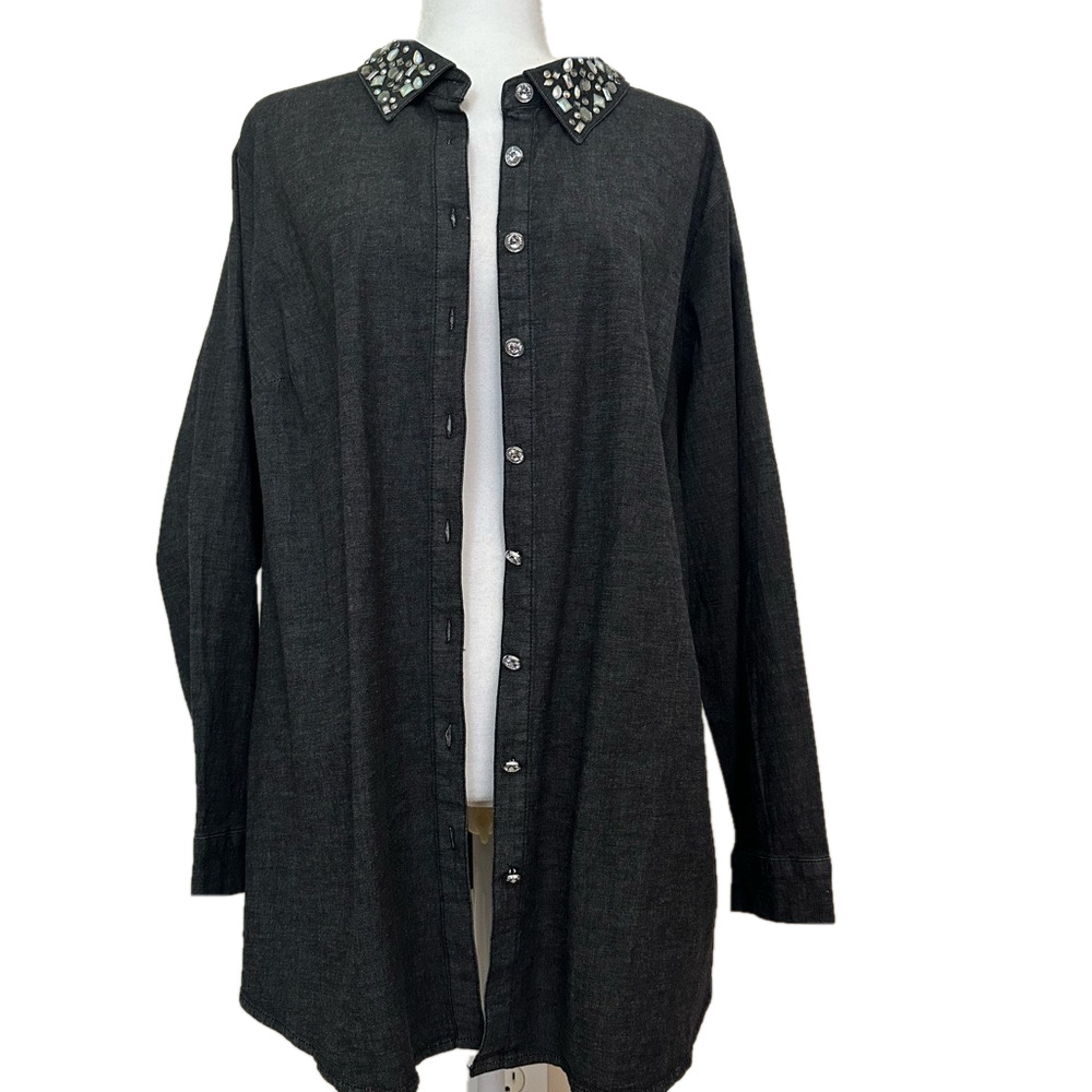 Quaker Factory Long Sleeve Jean Jacket/Shirt Embellished NWT